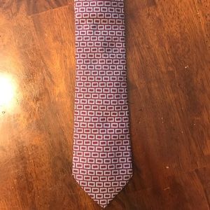 Hermès Geometric Tie, Grey and burgundy woven